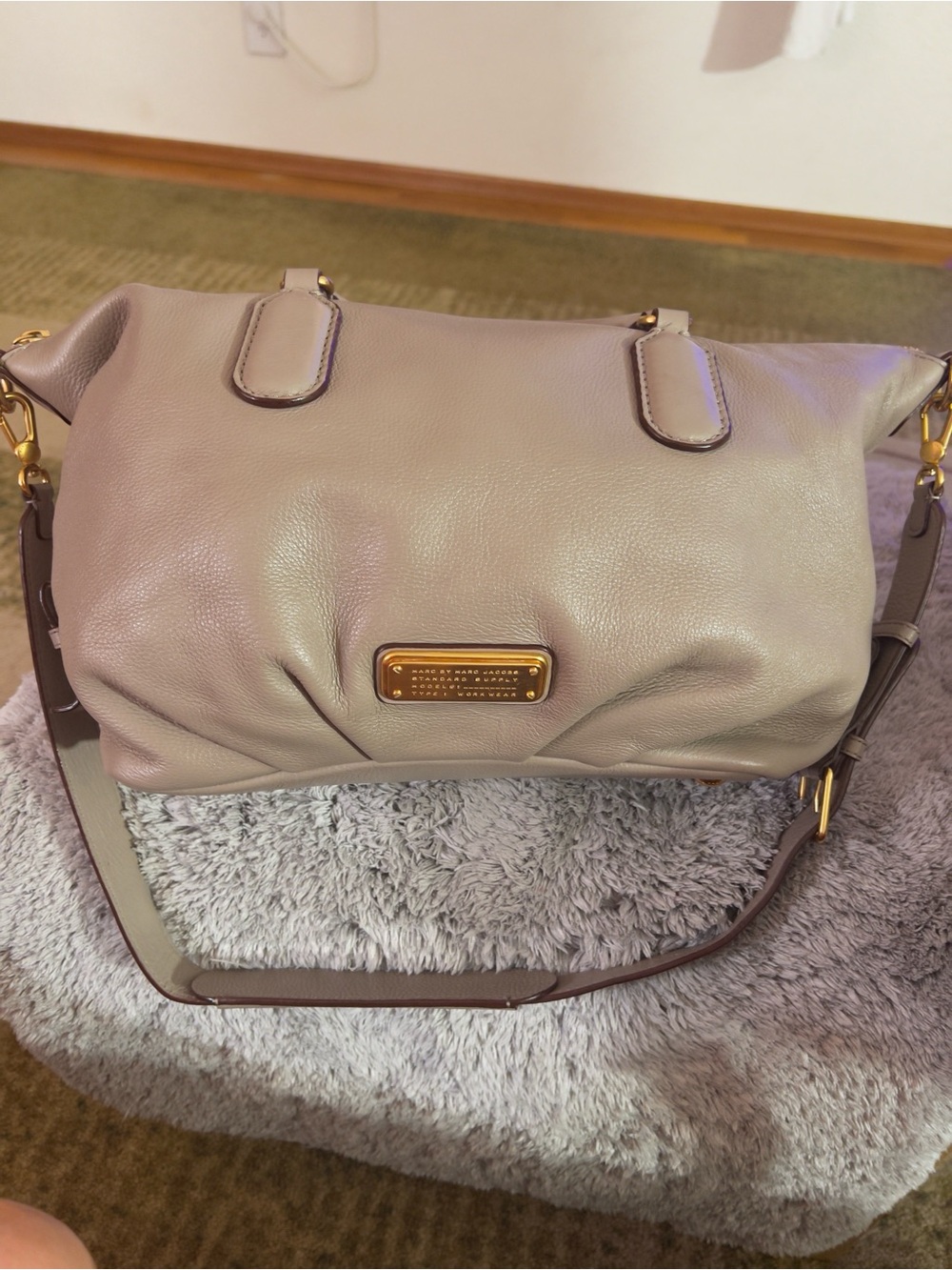 Soft Pebbled Marc by Marc Jacob’s Q Fran Satchel in Taupe - Picture 6 of 7
